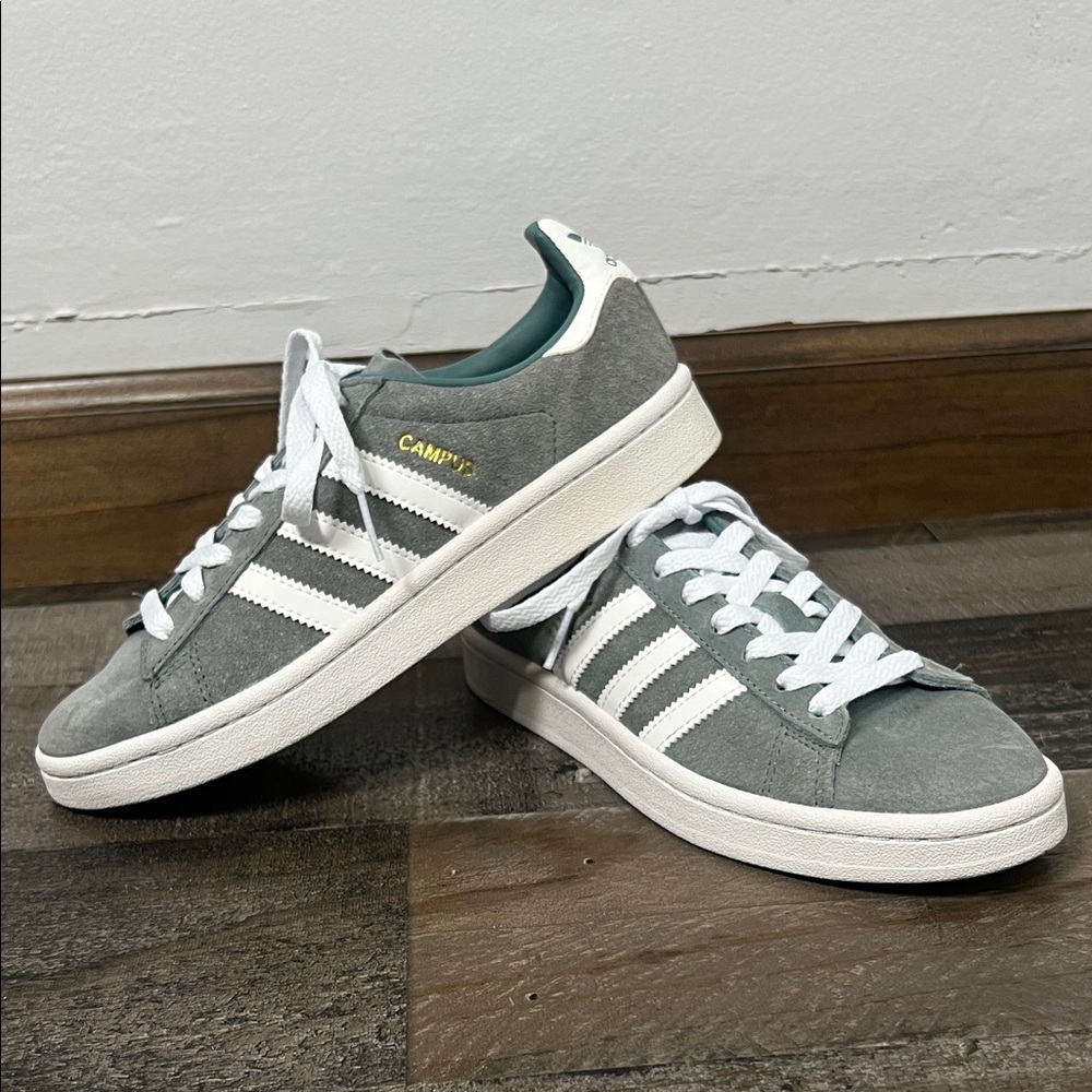 adidas Campus Suede Low Top Sneakers – Grey/Green White – Classic Retro